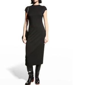 Theory High-Neck Double-Knit Midi Dress